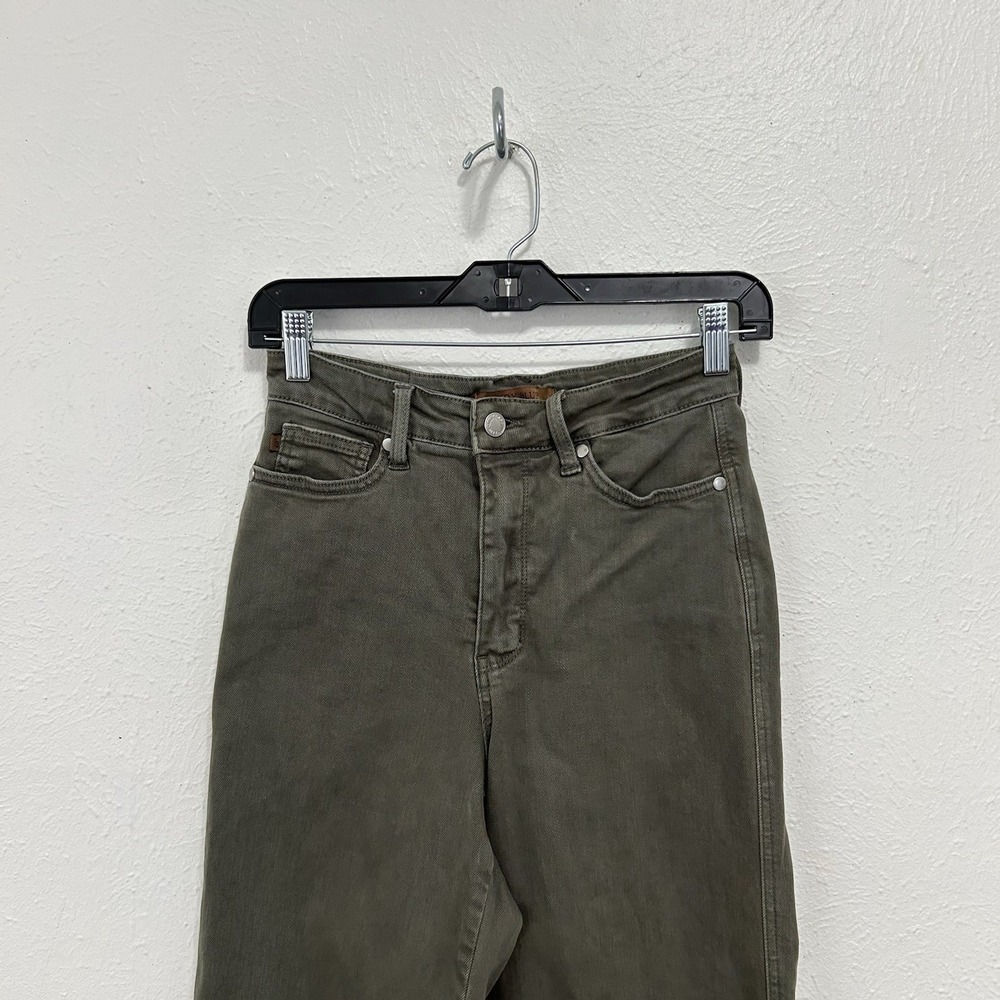 Judy Blue Wide Leg Crop High Waist Tummy Control Jeans Sz 5/27 Olive Green - Picture 3 of 11